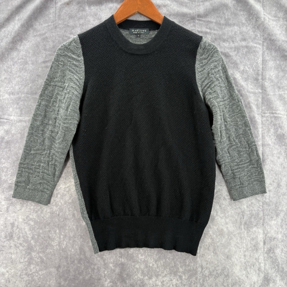 Marlowe Cashmere Sweater Womens S Black Grey Made In Italy